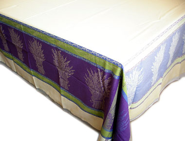 French Jacquard tablecloth, Teflon (Lavender. blue-beige)